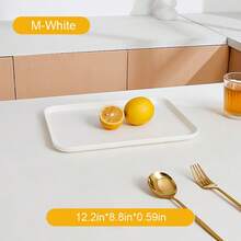 1 pieza Bandeja de plástico PP reutilizable - Para galletas, aperitivos, platos cocidos, aperitivos, postres, presentación de frutas, presentación de alimentos para fiestas, bandeja apilable para encimera de cocina, disponible en 2 tamaños - monocromo - Ver 11