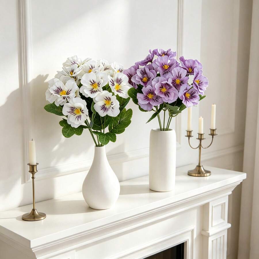1/3 Bông Hoa Pansy Nhân Tạo Chống Tia UV, Cây Giả Dùng Để Trang Trí Chậu Cây Ngoài Trời, Cửa Trước, Hiên Nhà, Sân Vườn, Cửa Sổ, Nhà Cửa - Nhiều màu - Xem 1