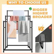 47.6 Inch Tall Free Standing Towel Racks 3 Tier Pool Towel Rack Outdoor Oversized Floor Bath Towel Drying Valet Holder Blanket Quilt Rack Stand For Bathroom Bedroom Beach Hot Tub Gym Pool Area Outside - 黑色 - 查看 5