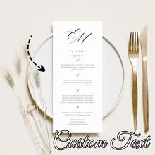 Custom Elegant Minimal Wedding Menu, Personalized Modern Script Dinner Menu, Reception Menu Card, Minimalist Wedding Menu, Engagement Bridal Shower Menu, Anniversary Dinner Menu, Custom Table Card, Wedding Table Decor, Party Dining Menu - Multicolor - View 7