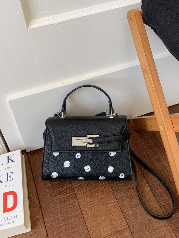 2026 Neue Damen Handtasche mit Polka Punkten, modische vielseitige Umhängetasche, elegante Shopper Tasche, kleine quadratische Tasche für Einkaufen, Pendeln