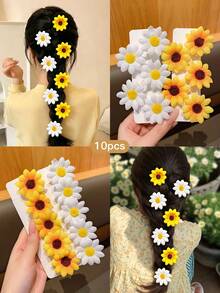 10pcs Cute Daisy Flower Hair Clips, Suitable For Daily Use Hair Accessories - Multicolor - View 8