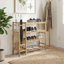 Zapatero con estante Natural 88 x 27 x 80 cm Bambú - Marrón - Ver 1
