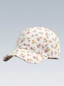 1pc Fashionable Unisex Baseball Cap, INS Style, Couple Printed Street Casual Hat, Outdoor Sports Cap For Women, Spring/Summer - Flower - View 11