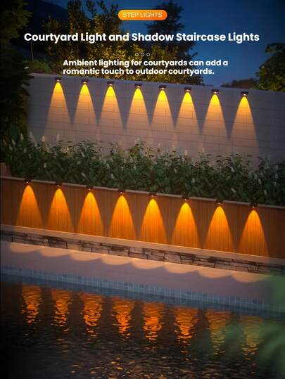 4pcs Outdoor Waterproof Solar Wall Lights, LED Fence Lights And Deck Lights Suitable For Garden, Balcony, Porch, Decorative Solar Night Lights For Home Exterior Decor, Outdoor Wall Decor, Garden Landscape Lighting, Yard Art