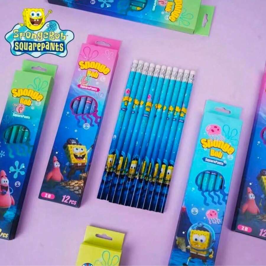 SpongeBob SquarePants Bộ bút chì chủ đề SquarePants 12 chiếc, bao gồm các nhân vật như Patrick, Squidward, Mr. Krabs, Sandy, Gary, v.v. Bút chì văn phòng phẩm sáng tạo chất lượng cao dành cho học sinh (1 hộp = 12 chiếc), đồ dùng hoạt hình dễ thương, cảm giác viết trơn tru, viết dễ dàng. - 12 chiếc/1 bộ - Xem 1