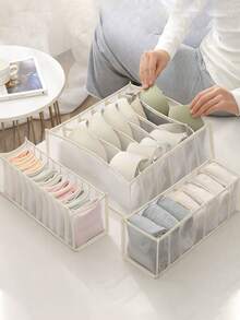 1/3/5 Cajas de almacenamiento de ropa interior, Organizador de cajón plegable para ropa interior, Organizador de armario, Caja de almacenamiento de sujetadores para el hogar - Blanco - Ver 12