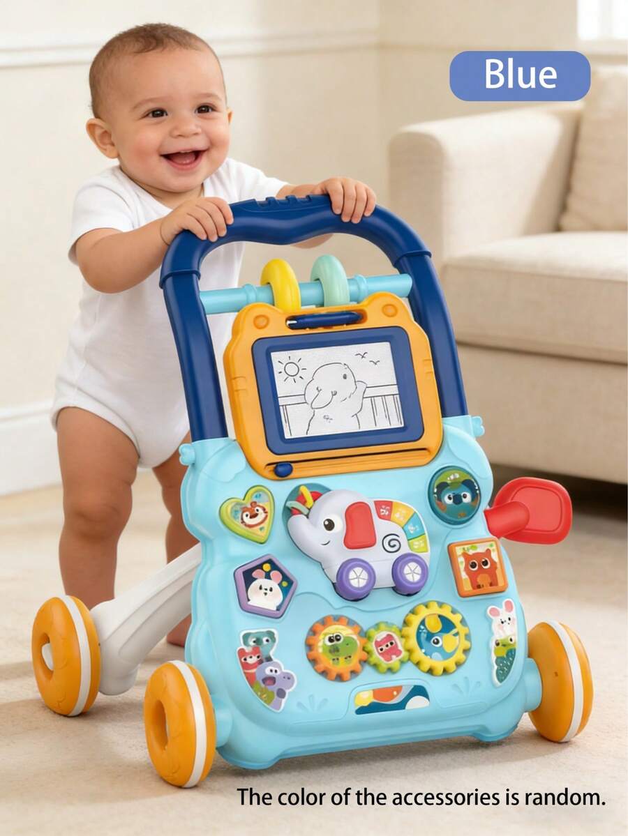 Multifunctional Baby Walker With Music, Anti-Tipping, Sit-To-Stand Design, With Piano, Gears And Shape Learning, ABS Material Early Education Walker Toy, Suitable For 0-18 Months, Birthday & Christmas Gift - Multicolor - View 1