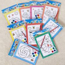 50pcs Watercolor Painting Set, Includes Watercolor Paper, Watercolor Paints, 1 Coloring Card, 1 Brush, 1 Four-Color Semi-Dry Paint - Multicolor - View 2