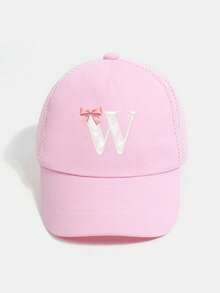 1PC Personalized Letter Baseball Cap For Girls, Cute Bow Knot Pink Mesh Sun Hat, Breathable Summer Beach Play Hat For Toddler Kids Ages 1-7 Years - Pink - View 59