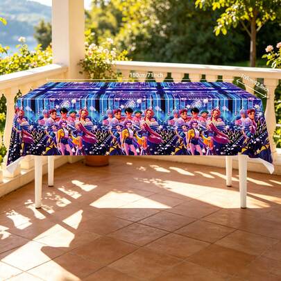 1pc K-Pop Girl Group Disposable Waterproof PE Table Cover, Fan Party Birthday Party Decor, Random Style