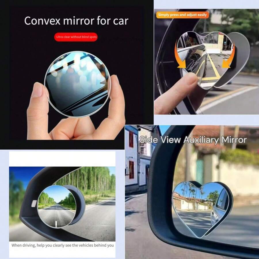 1 pieza Espejo retrovisor circular de alta definición y convexo plateado, sin marco, adecuado para múltiples modelos de vehículos, 2 piezas/set - redondo - Ver 1