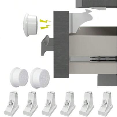 Bộ 4/3 khóa tủ từ tính vô hình dành cho trẻ em, khóa an toàn cho bé - Khóa an toàn đa chức năng dán dính an toàn nhất, nhanh nhất và tiện lợi nhất, không cần ốc vít hay dụng cụ.