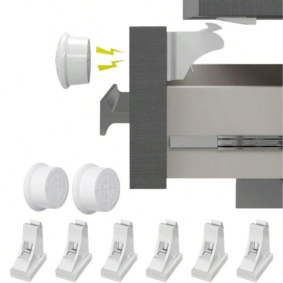 4pcs/3pcs Magnetic Invisible Child Safety Cabinet Lock, Baby Safety Lock - The Most Secure, Fastest, And Most Convenient Multi-Function Adhesive Safety Lock Buckle, No Screws Or Tools Required - Multicolor - View 1