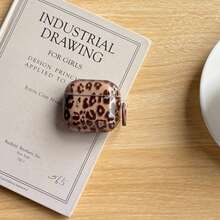 Ốp tai nghe phong cách retro, màu nâu, họa tiết da báo không đều, bề mặt bóng, dành cho AirPods 1 2 3 4 Pro Pro2 Pro3 - màu nâu - Xem 5