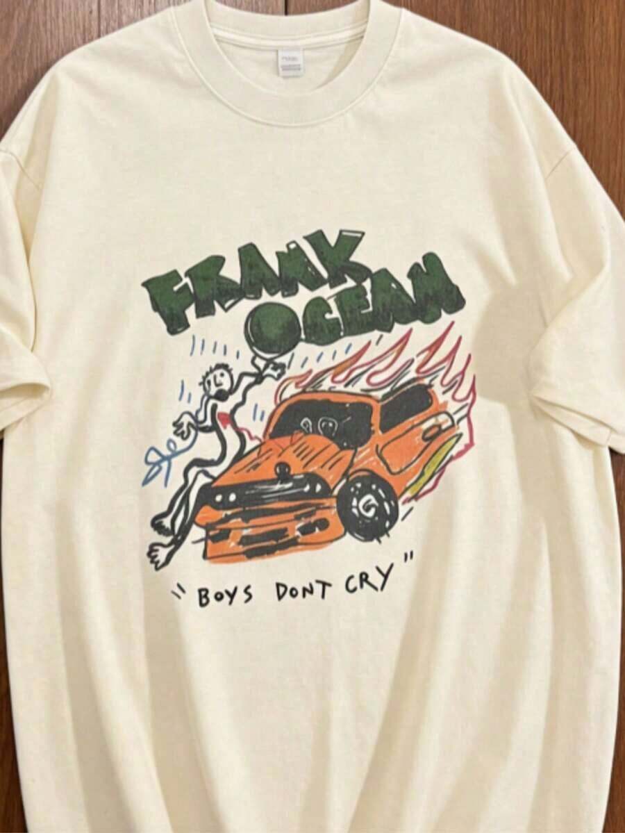Frank O - Ocean Blonde T-Shirt, Men's And Women's Accessories, Pure Cotton, Crazy Frank Boys Don't Cry T-Shirt, Plus Size Clothing, Loose And Comfortable, 2026 Halftime Show T-Shirt - 杏色 - 查看 1