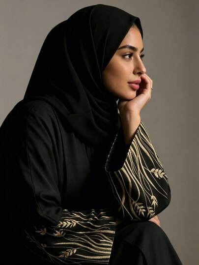 1 chiếc Abaya kiểu dáng mở, thời trang với cổ tay áo thêu tinh tế, phù hợp cho phụ nữ mặc hàng ngày, mọi mùa, trang phục Hồi giáo.