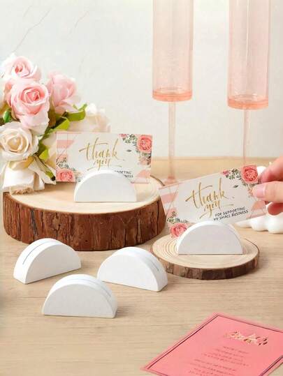 Semi-Circular Wooden Table Number Holder Stand, Suitable For Wedding, Office, Restaurant, Birthday Party, Retail Store Events Decoration, Natural Retro Style