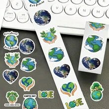 500张爱地球贴纸套装，装饰贴纸，适用于手机壳、冰箱、剪贴簿、手账、行李箱、吉他、头盔、滑板、笔记本电脑等，剪贴簿用品。 - 愛護地球 - 查看 3