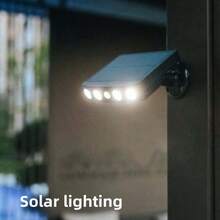 1/2pcs Black Shell Motion Sensor Outdoor Wall Light, Fake Surveillance Solar Powered Light With Light Sensor, Detachable Portable Outdoor Camping Lamp, Adjustable Height Outdoor Pathway Light, Built-In Button Switch, 3 Lighting Modes, Minimalist Stylish Floodlight With 270 Degree Illumination - white light - View 4
