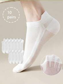 6/10/15 Đôi tất lưới thoáng khí nhẹ, cổ thấp, không lộ dành cho nam, tất tàng hình, Unisex, màu trắng, thích hợp cho việc tập thể dục - trắng - Xem 9