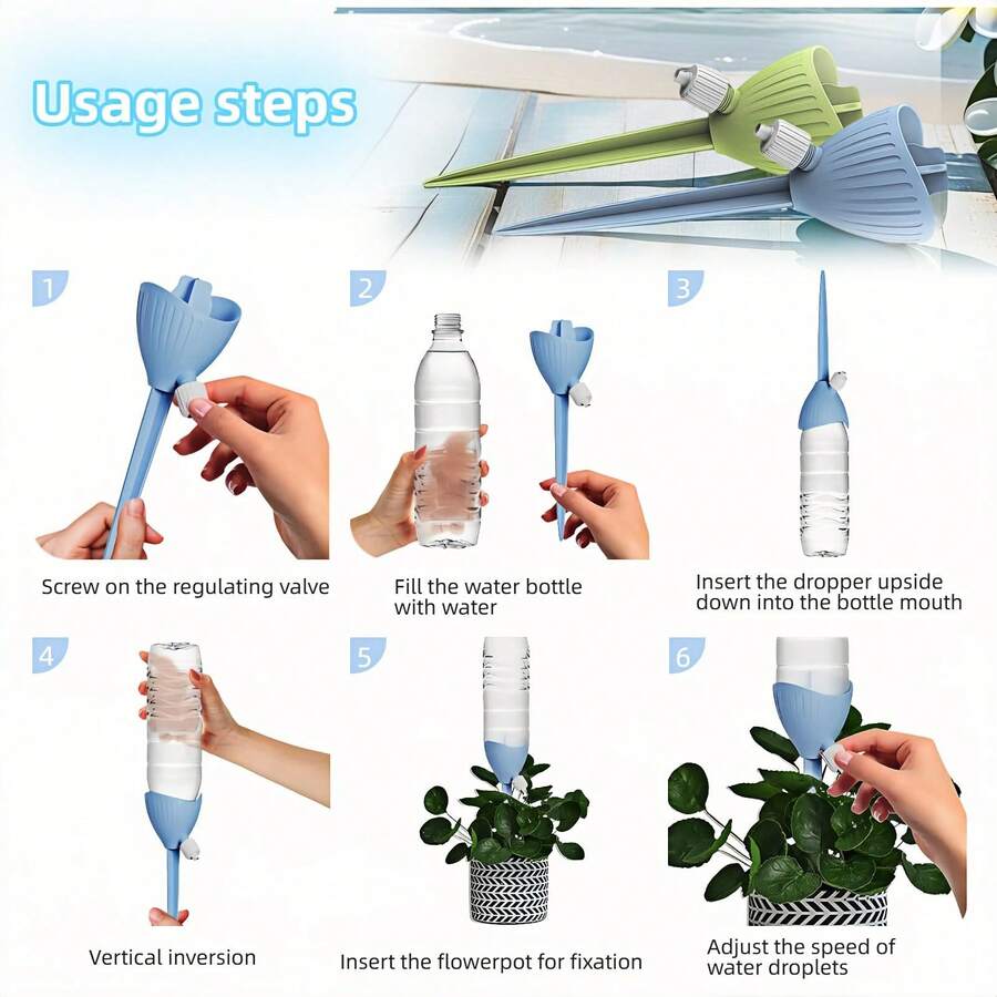 Automatic Watering Device, Suitable For Indoor And Outdoor Potted Plants, Adjustable Drip Irrigation Device With Valve, Fits 28-30mm Bottle Mouth, Automatic Watering System - Multicolor - View 1