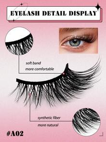 10 Pairs Cat Eye Natural Criss-Cross False Eyelashes With Black Line, Suitable For Daily Wear And Dates, Essential For Makeup - Black - View 6