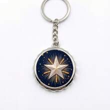 Independence Day Keychain Celestial Starburst A Golden Ray Dance On Midnight Blue - Yuan - View 1