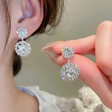 1 Đôi bông tai bạc hình hoa rỗng thanh lịch dành cho nữ, móc cài bằng đồng, thích hợp cho cô dâu trong đám cưới, làm trang sức và phụ kiện. - Bạc - Xem 6