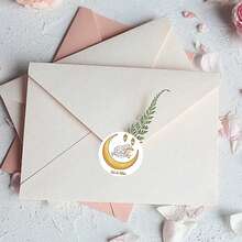 60pcs/120pcs Gold Foil Printed "Eid Mubarak" Round Labels With Star & Lantern Design, Suitable For Eid Gift Envelope Seals - Multicolor - View 6