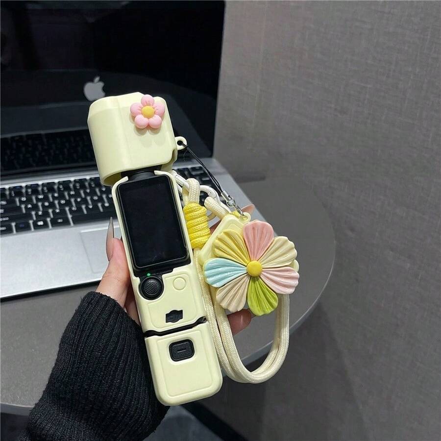 Ốp bảo vệ 7 màu hoa hướng dương hồng cho máy ảnh Pocket 3, chất liệu TPU mềm, chống rơi vỡ, chống trầy xước, kèm dây đeo. - Xem 1