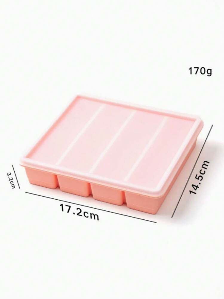 1pc,Silicone Ice Cube Tray With Lid; Freezer Mold; Ice-Making Box; Easy-Release Design; Freezer- Container; Rectangular Mold. Suitable For Refrigerator And Freezer Use; Ideal For Homes, Bars, And Various Other Settings. Kitchen Tool. - Multicolor - View 4