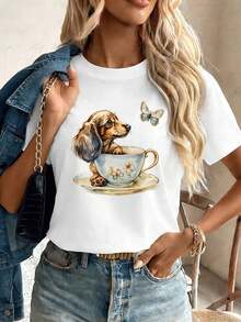 Dam-T-shirts - Vitt - Visa 1