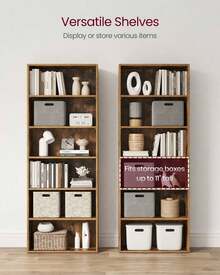 VASAGLE Bookshelf, 6-Tier Bookcase, Book Shelf Furniture, Open Storage Shelves, Room Decor, For Living Room, Home Office, Dinning Room,  9.4 X 23.6 X 63.3 Inches, Cloud White - 鏽棕色 - 查看 5