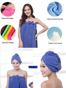 1 Bộ Khăn Tắm + Mũ Tắm, Bộ Đồ Dùng Phòng Tắm, Khăn Tắm Sợi Siêu Mềm, Mũ Sấy Tóc Màu Tím, Bộ Mũ Tam Giác, Bộ Khăn Tắm, Bộ Áo Choàng Tắm Sợi Siêu Mềm - Nhiều màu - Xem 8