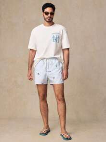 HIMLAND Men's Short Sleeve Crew Neck Drop Shoulder T-Shirt With Fish Graphic Print, Casual Style, Suitable For Outdoor Activities, Home, Dates, Beach, Funny White T-Shirt, Summer, Gifts For Men, Plus Size Beach T-Shirt, Spring Tops. - 白色 - 查看 6