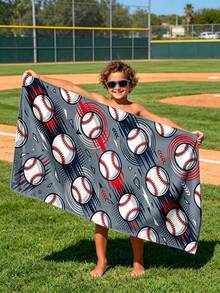 1 pieza Toalla de playa con tema de béisbol para niños, manta de playa extra grande de microfibra súper suave, toalla de baño súper absorbente, adecuada para viajes, piscina, buceo, surf, yoga, camping, disponible en varios tamaños, accesorios de playa para playa, piscina, viajes, camping, yoga - Multicolor - Ver 1