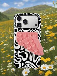 一套黑色不规则波浪纹手机壳+粉色吸盘，适用于 17 Pro Max、16 Pro Max、15 Pro Max、14 Pro Max，韩版时尚趣味手机壳，兼容 11/12/13/14/15/16 Pro Max Plus，优雅设计男女皆宜，是圣诞节、情人节、复活节、婚礼季和生日送给女友的理想礼物。 - 黑色 - 查看 8