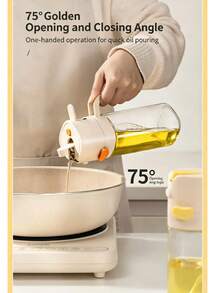 2-In-1 Glass Oil Bottle With Sprayer, One-Click Open, 65° 3D Wide-Angle Fine Mist Nozzle, Dual-Bar Pressure Atomization, Leak-Proof And Stain-Free, Suitable For Cooking, Frying, Salad, And Air Fryer - Yellow - View 5