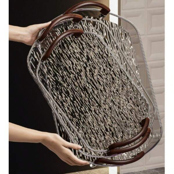 1pc Transparent Tea Tray For Home Use