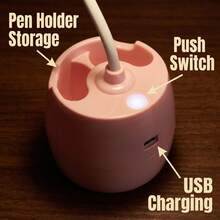 1 pieza Lámpara de escritorio con soporte para bolígrafo con diseño de flor, lámpara LED ajustable de cuidado ocular moderna adecuada para el escritorio de estudiantes/oficina (incluye cable de carga) - Lámpara de escritorio LC009 - Ver 6