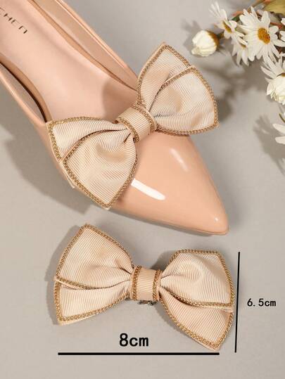 2 piezas Moño desmontable, con borde de cadena metálica dorada, accesorios para zapatos de tacón alto de boda nupcial y fiesta, elegante decoración 2 en 1