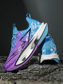Zapatos para correr transpirables para hombres y mujeres - Diseño de corte bajo para estabilidad, suela exterior de EVA gruesa antideslizante y resistente al desgaste, parte superior de tela transpirable y cómoda, suela de goma duradera adecuada para carretera, sendero y entrenamiento físico - Cómodo todo el año, rango de tallas completo, unisex, zapatos deportivos y casuales, tela minimalista de moda, zapatos de entrenamiento cruzado para hombres, zapatos casuales diarios, zapatos para correr. - Morado - Ver 5