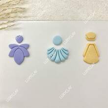 Khuôn cắt đất sét gốm hình học đơn giản, khuôn cắt hoa văn hình hoa, khuôn đất sét polymer để làm khuyên tai, mặt dây chuyền. - trắng - Xem 2