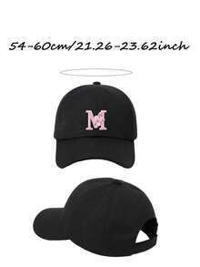1pc Customized A-Z Letter Women's Baseball Cap, Casual Sun Protection Hat, Adjustable Lightweight Baseball Cap, Fashionable Dad Hat, Essential For OOTD, Sports And Beach,Holiday,Travel - Black - View 12