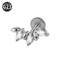 1件 G23 钛金属马眼形锆石唇钉 内螺纹 CZ 极简垂坠耳廓耳骨耳软骨耳钉 身体穿刺饰品 - 如圖 - 查看 12