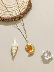 Mazuer 1件海洋风镂空贝壳吊坠项链，18K镀金不锈钢锁骨链，适合夏季海滩和日常佩戴 - 彩色 - 查看 14