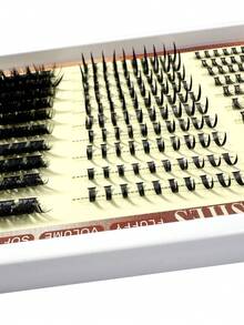 120D Extra Long Spiky Cluster Lower False Eyelashes, 6-18mm Length, D/DD Curl, 280pcs/Set, Fluffy DIY Lash Extensions, Cartoon Style, Mink Fur Material, Suitable For Various Makeup Looks - D+ - 查看 5