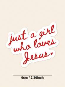 "Just A Girl Who Loves Jesus" Aesthetic Sticker, Cute Christian Faith Decal For Laptop & Kindle, Red Script Typography, Religious Gift For Women & Teens - Multicolor - View 2