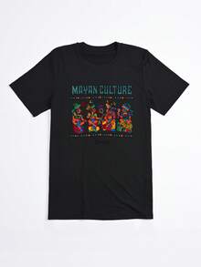 Camiseta negra con estampado de cultura maya y texto Cozumel para uso casual - Negro - Ver 2